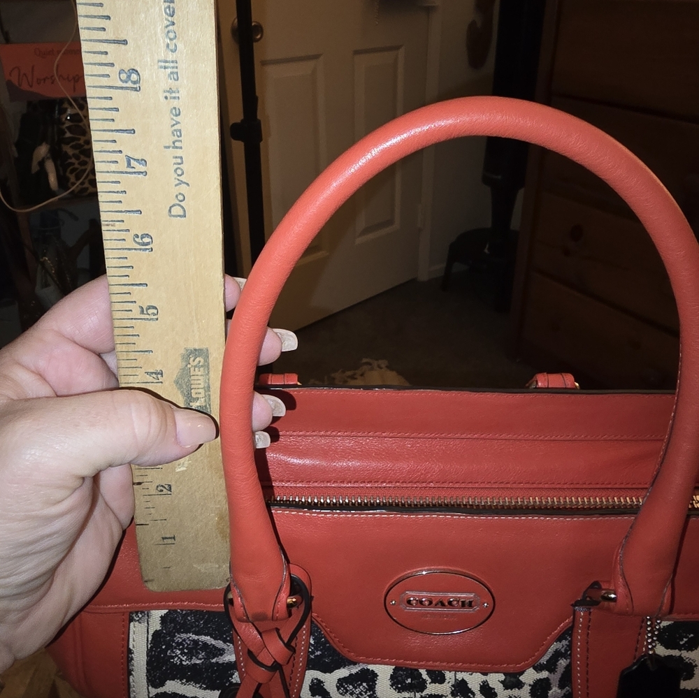 ❣️ Coach Legacy Haley Red and Animal Print Satchel With Tassel - Picture 9 of 9